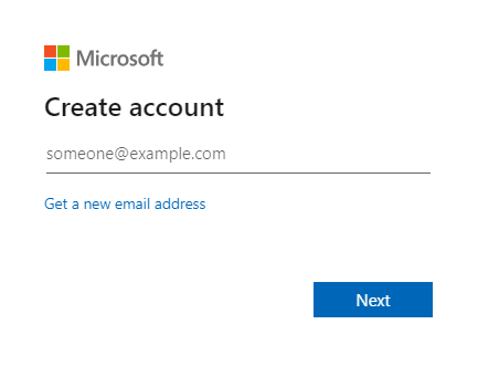 Microsoft prompt for creating an account