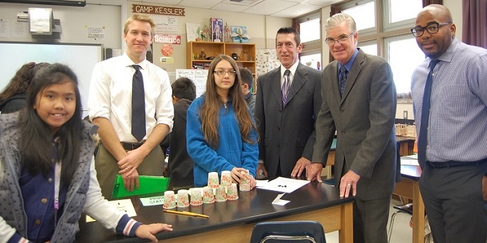 State Superintendent of Public Instruction Torlakson visits with students and teachers at Westborough Middle School in South San Francisco.