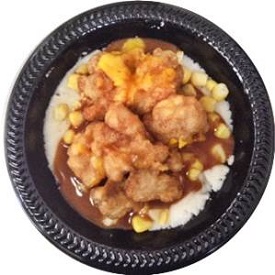 Popcorn chicken and mashed potatoes with gravy