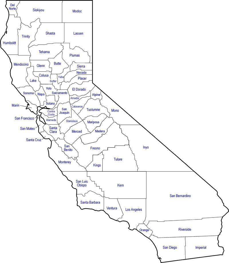 List of: All Counties in California
