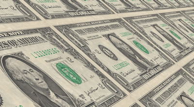 A sheet of dollar bills
