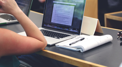 Student using a laptop computer