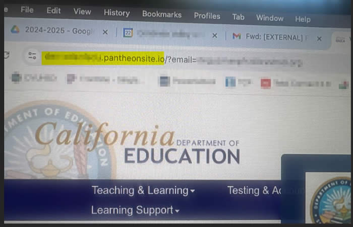 Browser address bar showing a non-CDE domain name