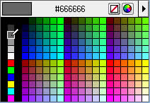 Contribute color picker with hex color 666666 indicated. It is in the third row and the first column.